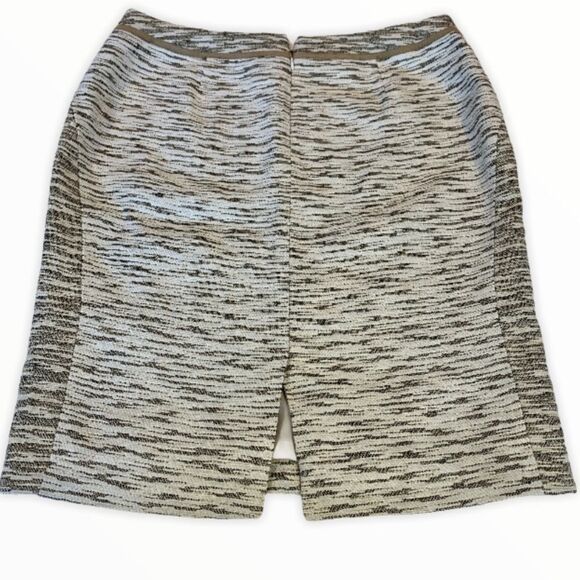 Lafayette 148 beige tan brown cream printed linen pencil skirt Sz 16 - Picture 2 of 10